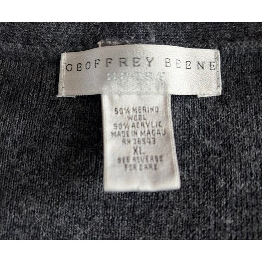 Geoffrey Beene Sport Gray Sleeveless Sweater Vest Size XL Merino Wool Blend - Picture 2 of 5